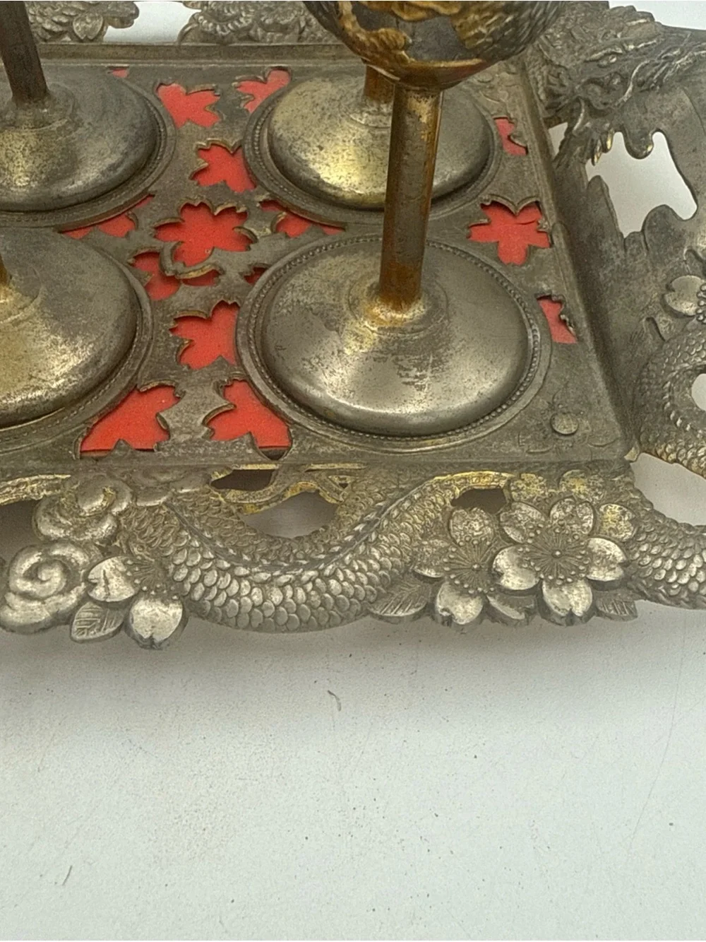 VTG Nikko Japanese Dragon Cordial Liqueur Set Tray & Cups As-Is No Glass